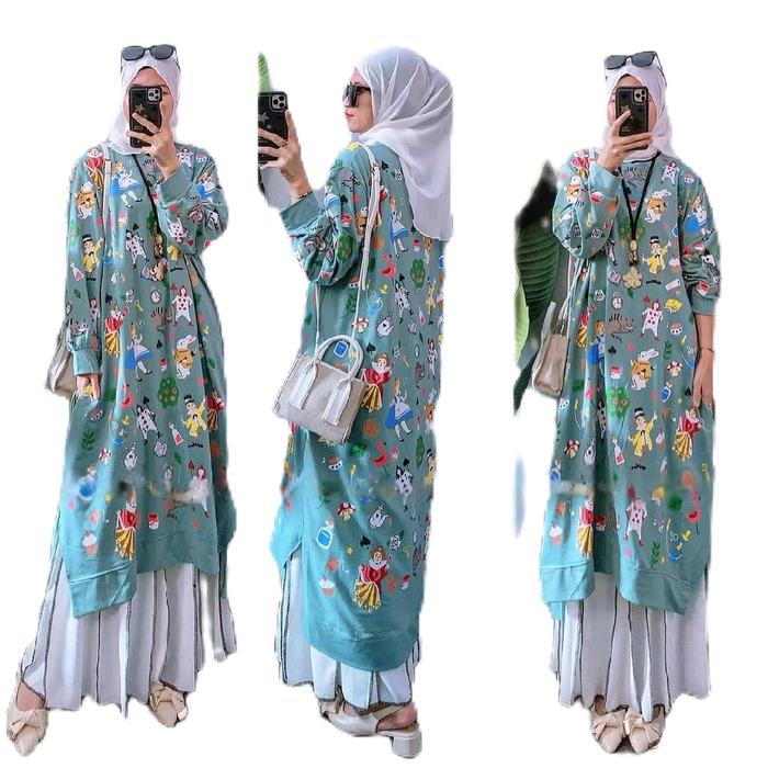 Long Tunik Alice (tosca) Kaos combat premium fit to XXXXL, LD130-142 pjng 105-115 saku ka-ki High qu