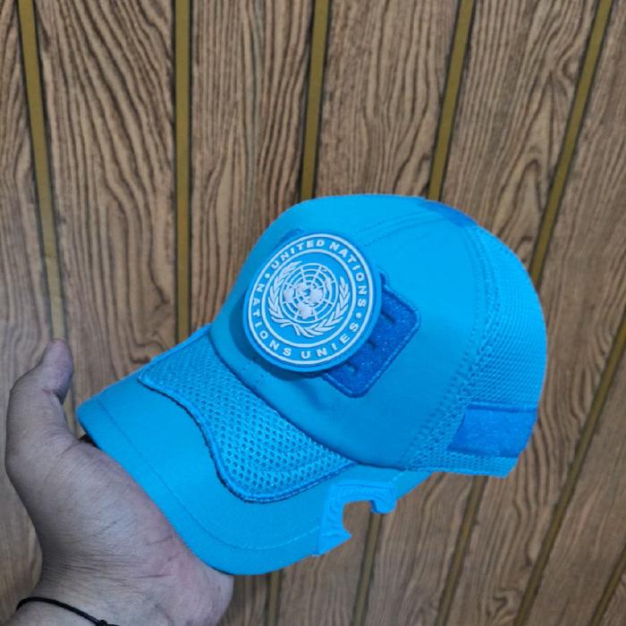 Topi Tactical Coak Unifil Combinasi Jaring Original Catton Biru dengan Logo UN