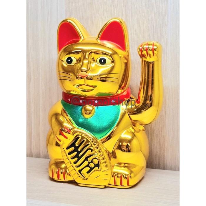 [LARISS] Patung Kucing Hoki Lucky Cat 14cm Besar Yuan Bao Qian Uang Emas PREMIUM