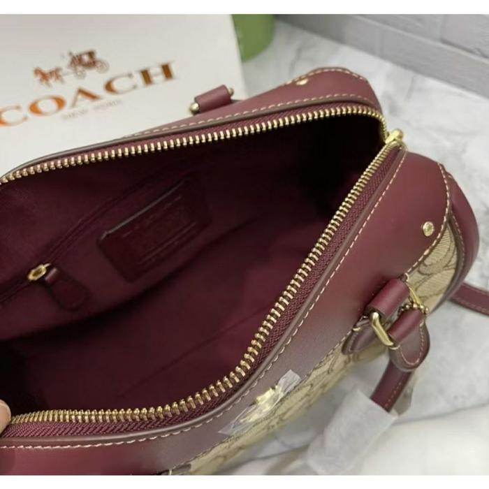 38112  Ivie Bennet Boston Satchel Signature Jacquard CrossbodyTop Handle