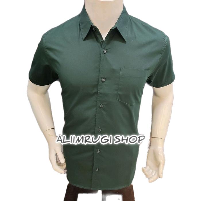 KEMEJA PENDEK PRIA POLOS SLIM FIT MEREK LARUSSO