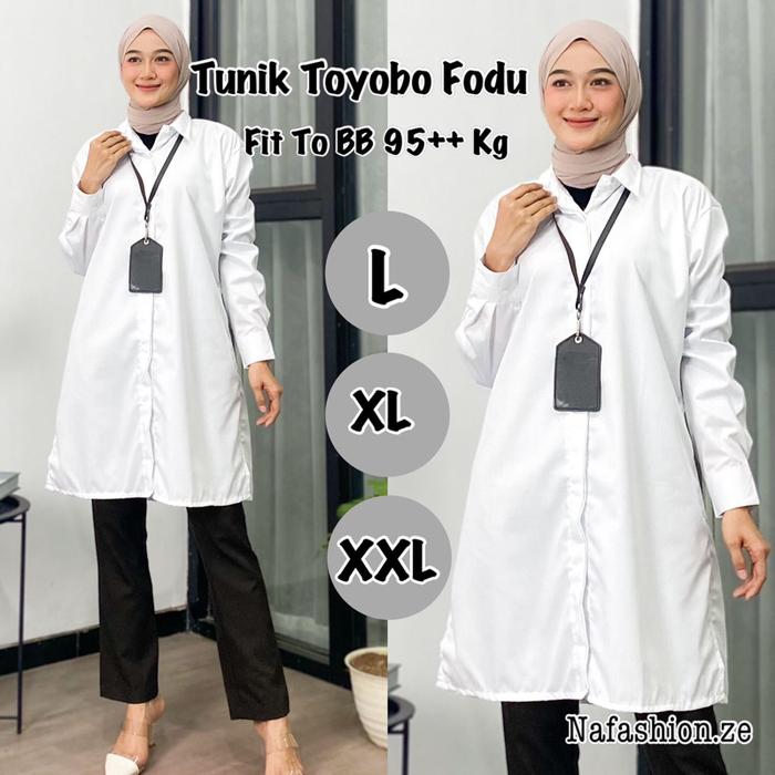 TUNIK KATUN TOYOBO FODU ORI - KEMEJA TUNIK PUTIH - KEMEJA TUNIK JUMBO PREMIUM - KEMEJA PUTIH