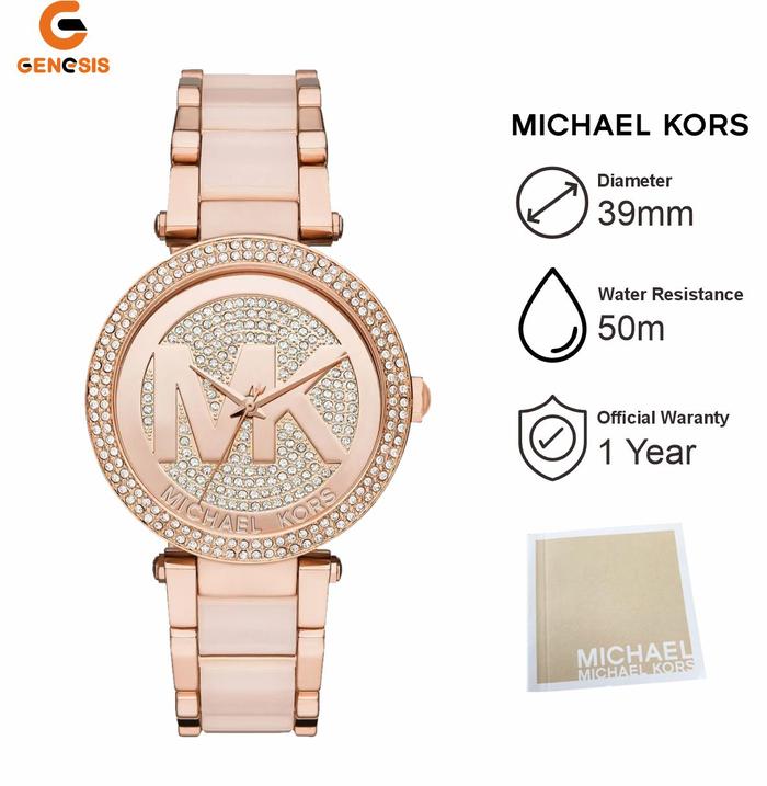 Jam Tangan Wanita MK6176 Strap Rantai Stainless Steel Rose Gold