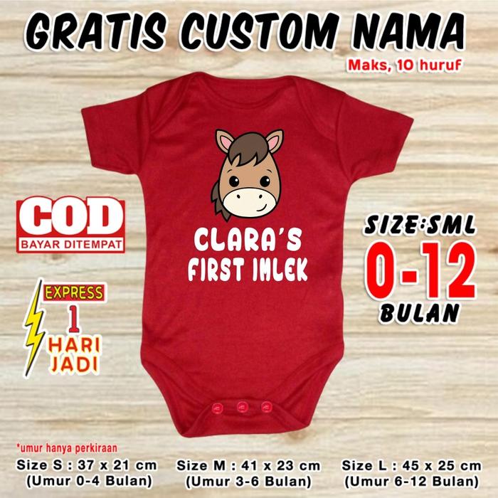Baju Bayi Imlek Shio KUDA CUSTOM NAMA Jumper Baby Chinese New Year ULAR NAGA KELINCI MACAN KAMBING R