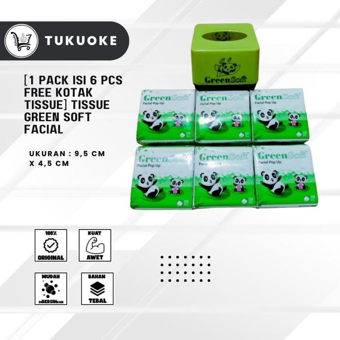 [1 Pack Isi 6 Pcs Free Kotak Tissue] Tissue Green Soft Facial Pop Up 130 Sheet 2Ply