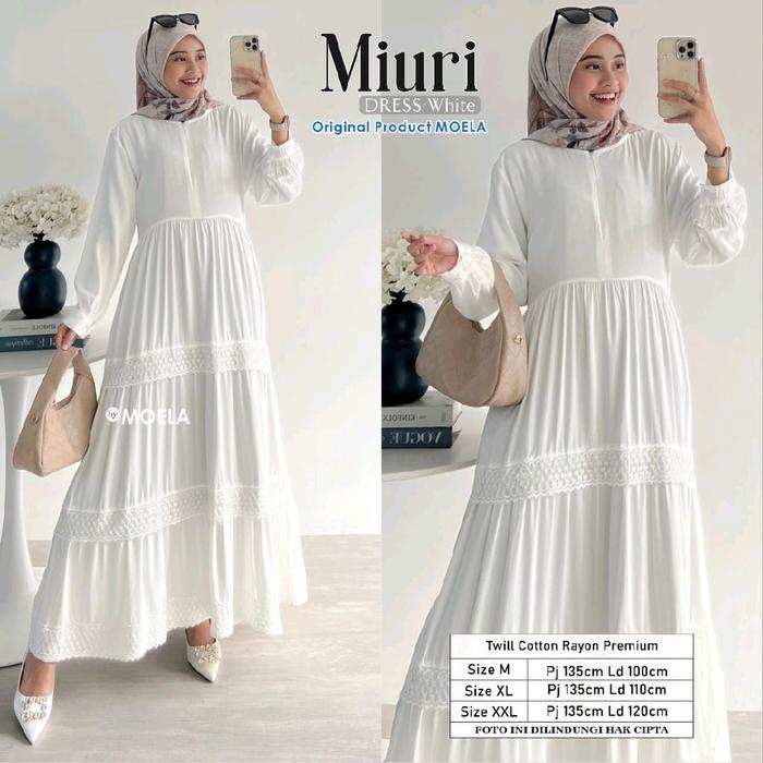 MIURI DRESS TWILL COTTON RAYON PREMIUM GAMIS POLOS BAJU LEBARAN BY MOELA