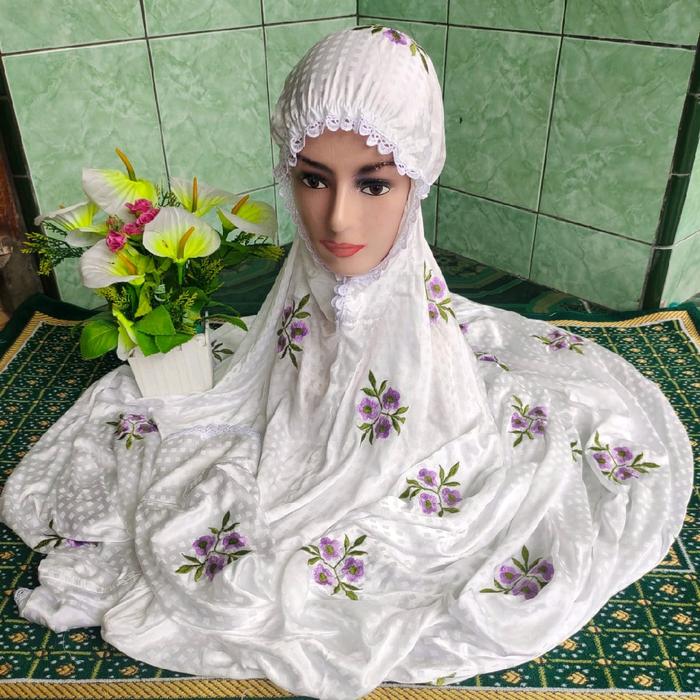 Mukena 3 dara Matt sutra blitz premium P 215 L 85 Gercep scdd Redi 4 variasi warna Putih perak Un
