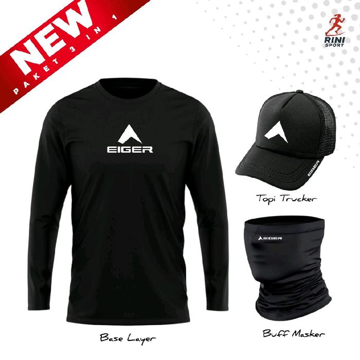 Eiger [PAKET COMBO] 3 IN 1 TOPI TRUCKER BASE LAYER BUFF MASKER ELEGAN dengan Desain Elegan dan Fungs