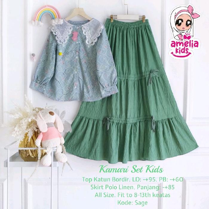 Amelia Kids Kamari Set Rok Teen Kids Remaja Setelan Anak Remaja Usia 8-13 Tahun Motif Bunga Keren Ba