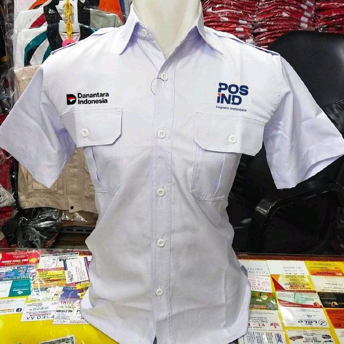 POS INDONESIA Kemeja Danantara Pos Indonesia Seragam Pos Indonesia Danantara Putih PDH Lengan Pendek