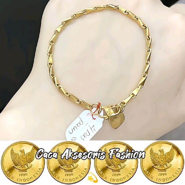 Gelang Tangan Padi Balok Original Dari Bahan Emas Coin Perhiasan Palembang Super Cantik Elegan Brace