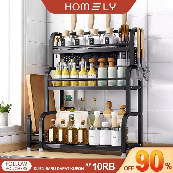 Botol Bumbu Rak Penyimpanan Bumbu Dapur Rak Bumbu 2-3 Susun Rak Bumbu Dapur Stainless Steel Rak Bumb