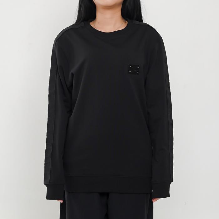 Sweater BALMAIN BAND TAPE TEXT SHOULDER BLACK SWEATSHIRT 100% ORIGINAL