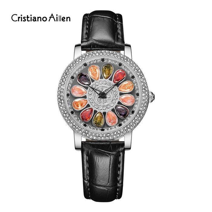 Cristiano Aillen Jam Tangan Wanita 878 Kulit Leather Asli Waterproof 3 ATM Watches