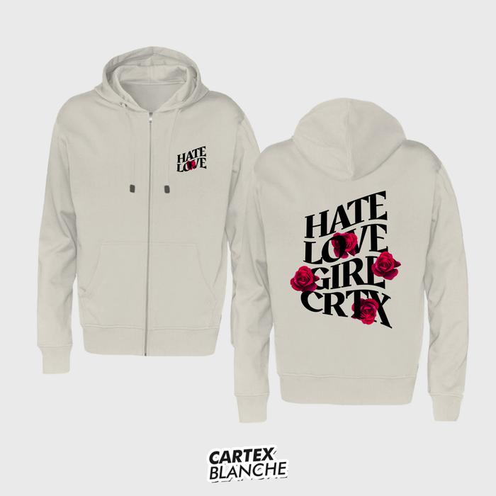 CARTEXBLANCHE Hate Love Hoodie Zipper (Sablon) Wanita Pria Size M - XXL