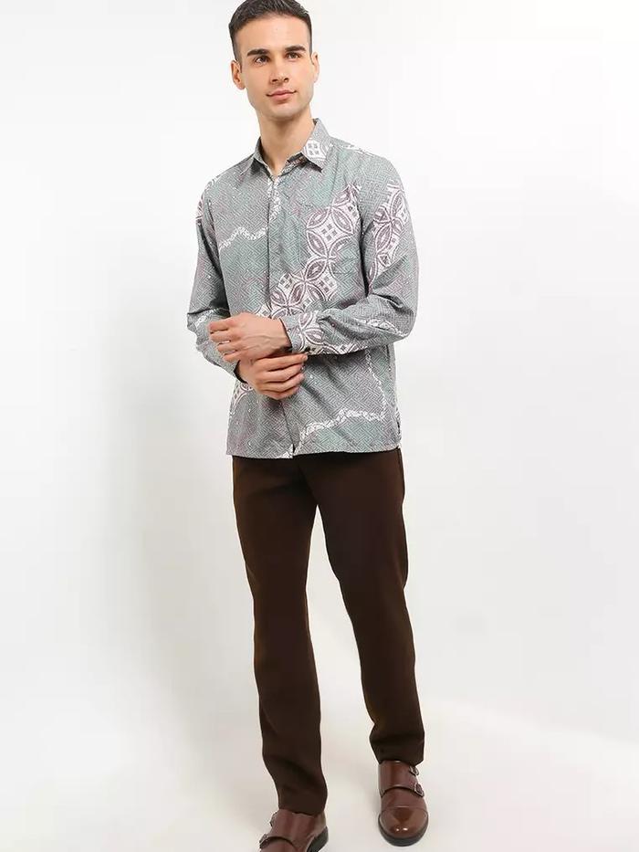 Kemeja Batik Pria Size MLXLXXL BSWART Batik HRB026 Kenongo Hem - Kemeja Batik Pria Bigsize Rekomenda