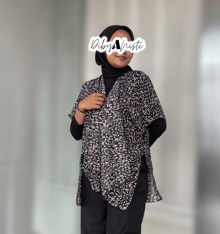 Cardigan Outer Batwing - Outer Scarf - Long Outer - Wanita Oversize Big Size – Sifon Motif cocok unt
