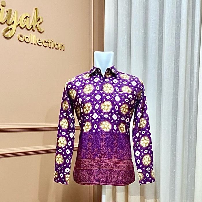 KEMEJA BATIK JUMPUTAN SONGKET PALEMBANG PREMIUM ( UNGU TEMBAGA )