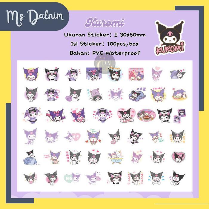 Stiker Box 100pcs Sanrio Transparan Aesthetic Anti Air Lucu Korea Isi Banyak Cute Deco Sticker Laser