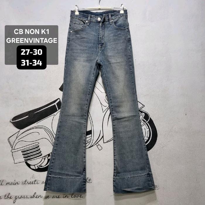 Celana Cutbray Jeans Hw Grey Bahan Softjeans Stretch Nine One Nine  Jeans