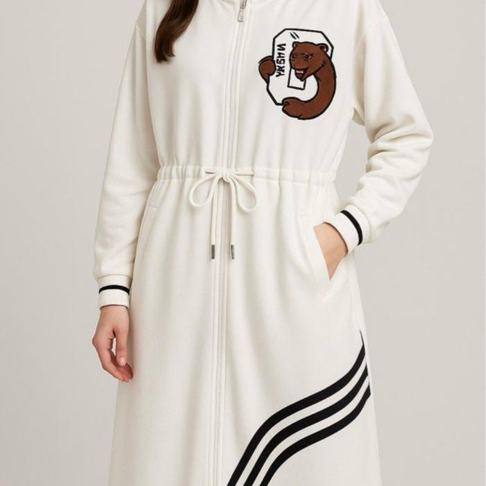 LONG COAT PUTIH PARASUT PREMIUM XL XL JUMBO LD 120