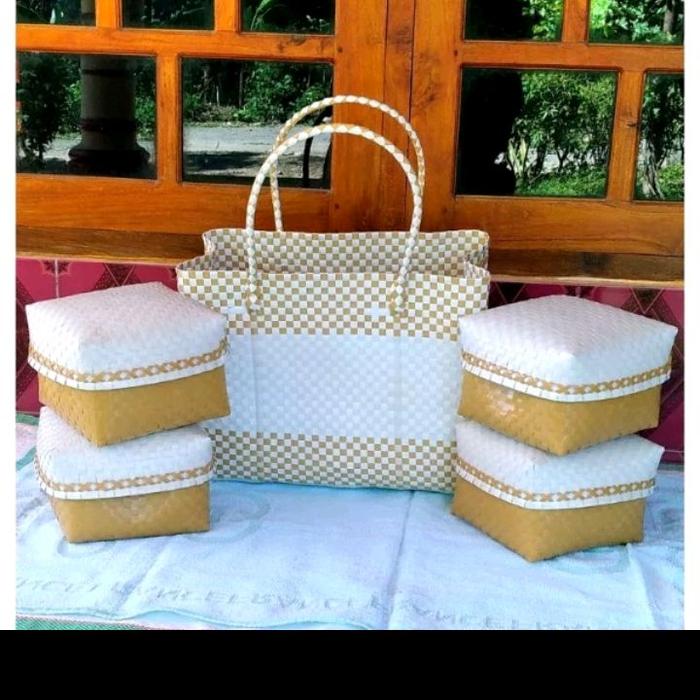 READYSTOCK!!! Set Tas Keben plastik kaca isi 4 gratis besek bambu/ Tas keben BALI / Set Tas Sodan mu
