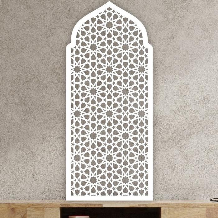 TERLARIS Hiasan Dinding Mihrab Musholla | Bahan Laser Cutting Kayu TRIPLEK | Kubah | Grosirpigurajog