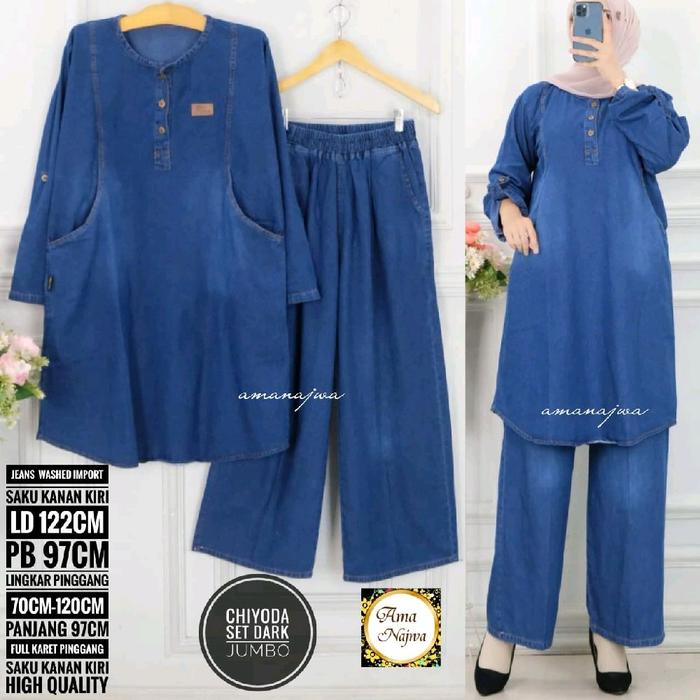 Setelan tunik jeans Chiyoda set by ama najwa