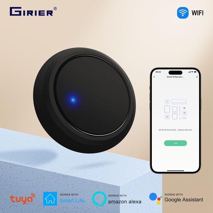 GIRIER Tuya WiFi Smart IR Remote Control Hub, Universal Infrared Remote Blaster for TV AC DVD STB, W