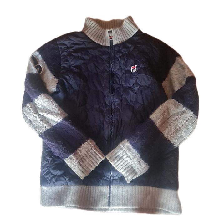 jaket fila dalaman dakron lengan rajut keren
