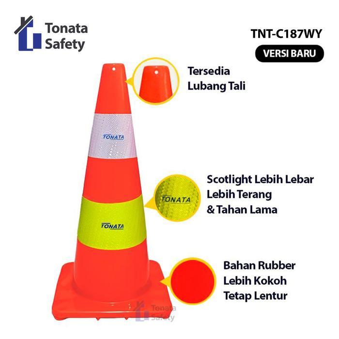 TERBARU - SAFETY TRAFFIC CONE KERUCUT LALU LINTAS TONATA 1.8 KG / TRAFFIC CONE 70CM / KERUCUT PEMBAT