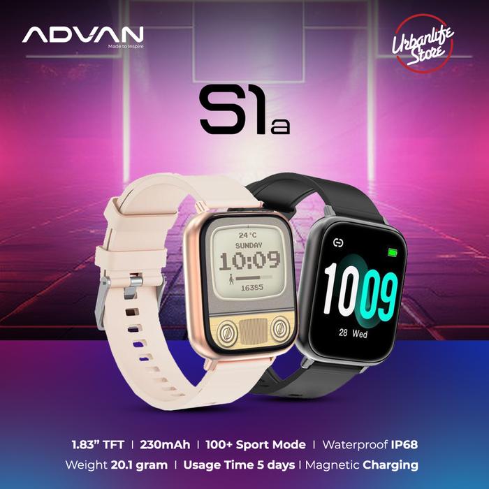 ADVAN Smartwatch S1a IPS Display 1.83" Touchscreen Waterproof IP68 Bluetooth Call Health Monitoring 