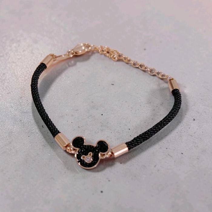 Gelang Mickey Dinamic Rosegold Tali Hitam Titanium