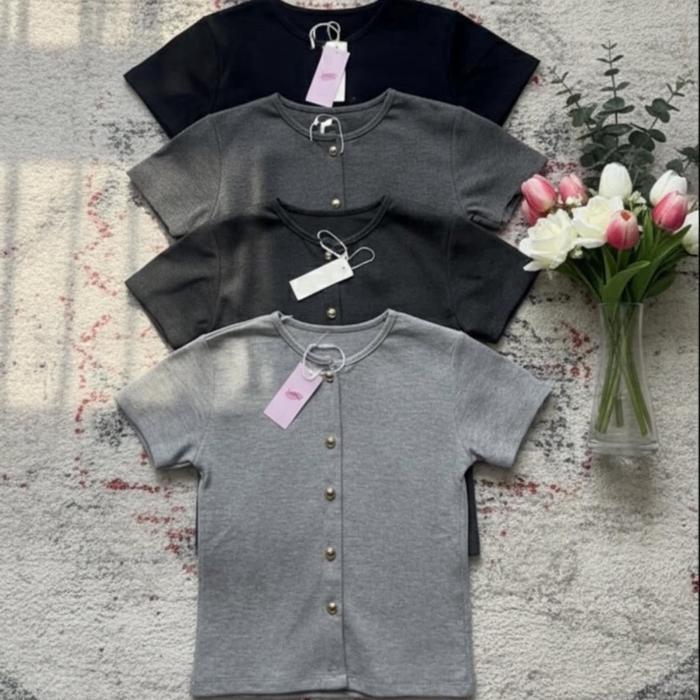 Basic crop top kancing bangkok