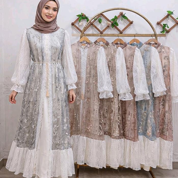 Gamis outer brukat mewah - lembut - import