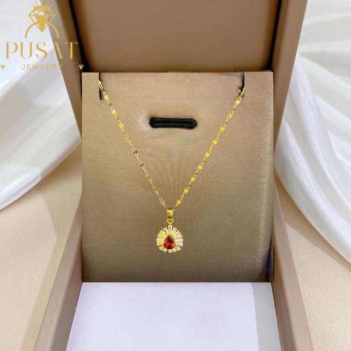 PJ K410 Kalung Titanium Wanita Liontin Klasik Gold