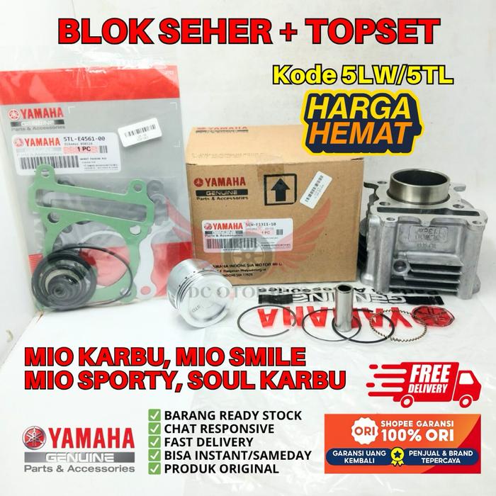 5LW/5TL BLOK SEHER MIO KARBU ORIGINAL YAMAHA GENUINE PARTS, PAKET BLOK SEHER ORIGINAL MIO, BLOK SEHE
