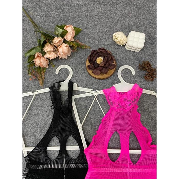 NACHTS SECRET LINGERIE #8022 Body Stocking Lingerie Set Bahan Lace Body Hitam