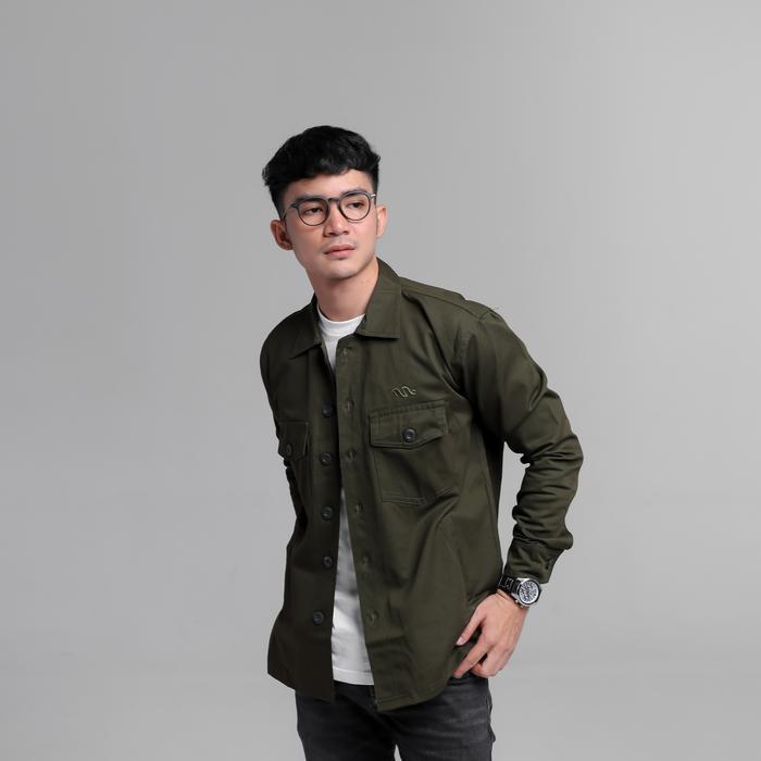 Ineat Zaku Trucker Jacket Outerwear Green -Gratisongkir