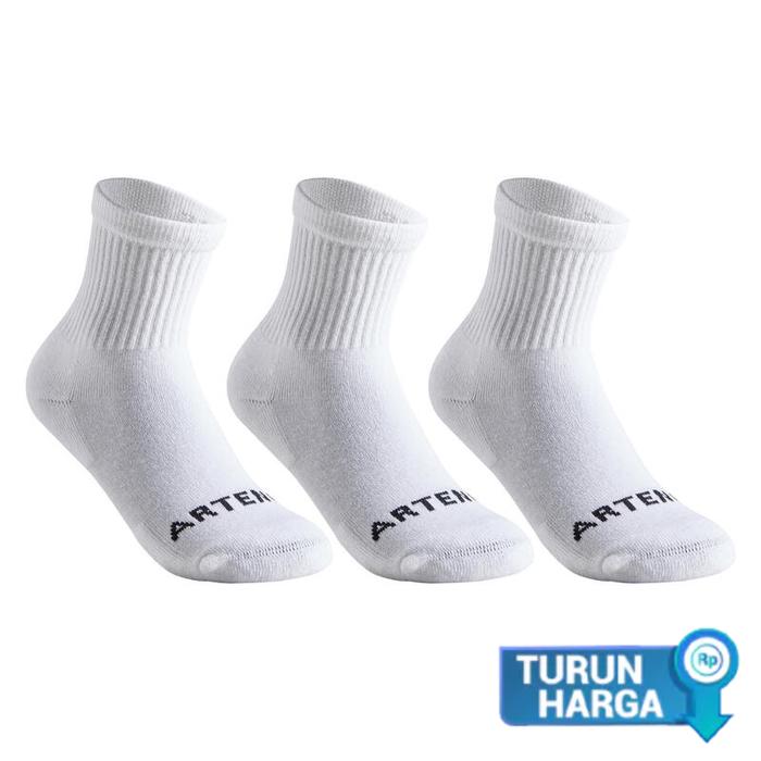 Decathlon Kaus Kaki Panjang Olahraga Raket Anak Rs100 Tri-Pack - Putih - 8615811