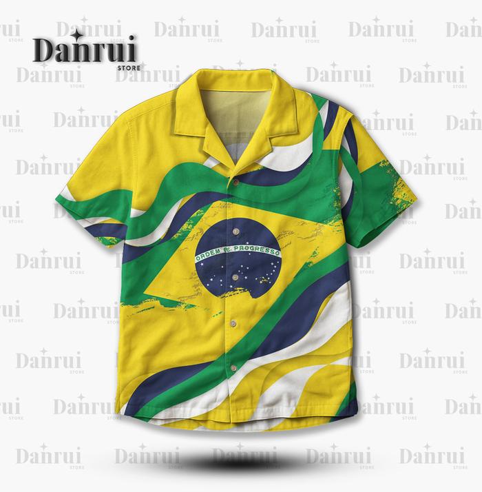 DANRUI - Kemeja Fullprint Unisex Motif Bendera Brasil Estetik Pildun β Ringan Kalem & Nyaman Dipakai
