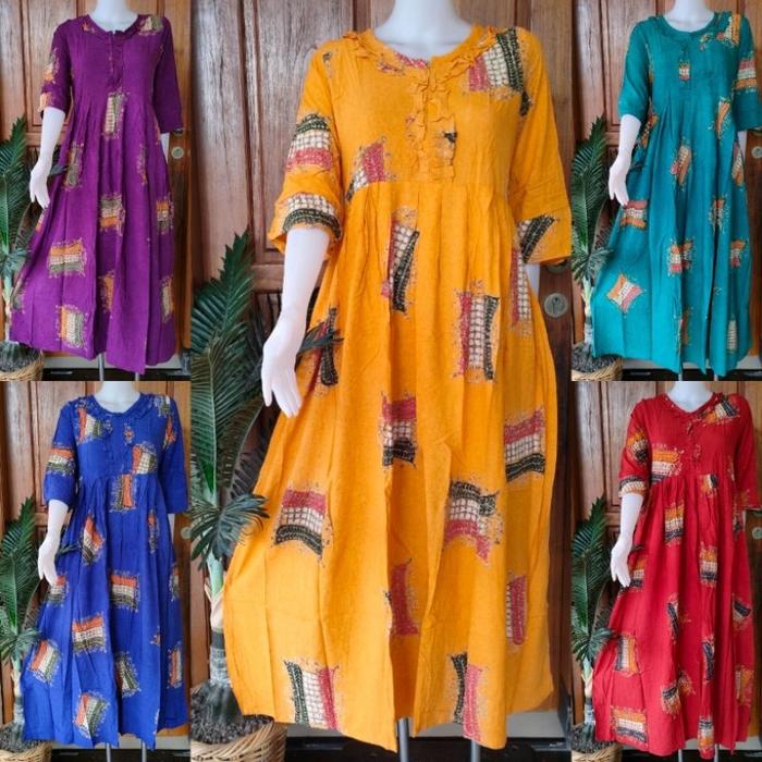 Batik Putri Diana- Sekdres SARI Daster Panjang Terbaru Ukuran XL Tangan 3/4