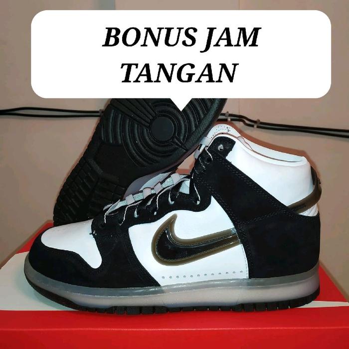 Sepatu Nike dunk high x slam jam black white
