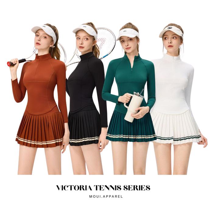 MOUI.APPAREL - SERI TENIS VICTORIA - BAJU TENIS LENGAN PANJANG DAN ROK TENIS BERPINGGANG TINGGI🍃