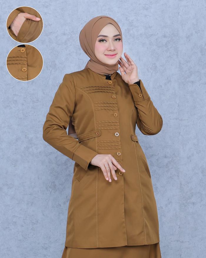 Seragam kerja Baju Dinas Tunik Pemda Stik Garis katun model Wanita Setelan rok.span/rok.A/celana pan