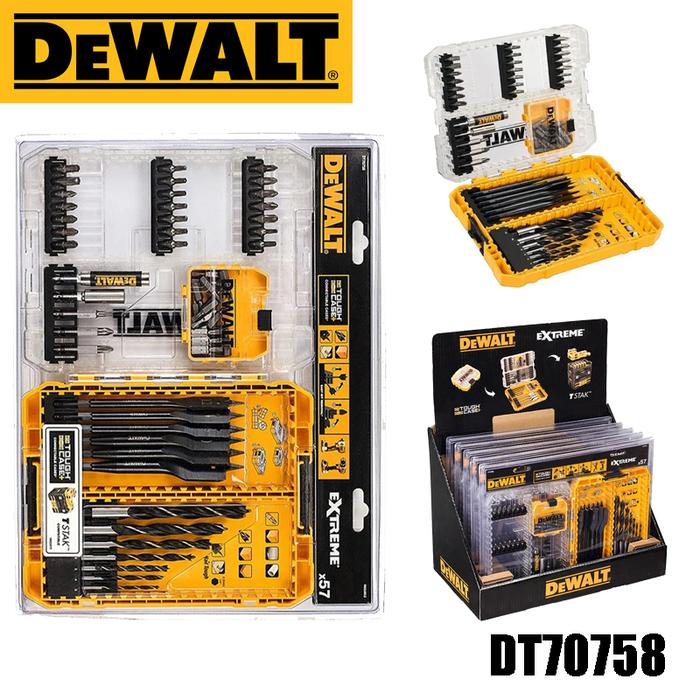 DEWALT Original DT70758 57PC Drill Drive Set With Brad Point and Extreme Flatwood Bits Tool Carpentr