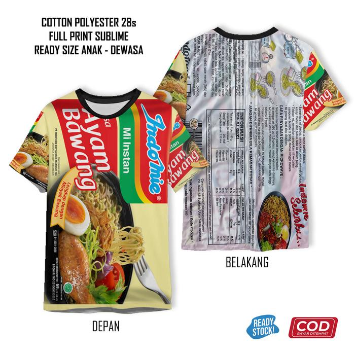 Kaos Mie Instan Ayam Bawang Balado Aceh Ayam Spesial Pedas Full Printing Keren | Baju Mie Goreng Reb