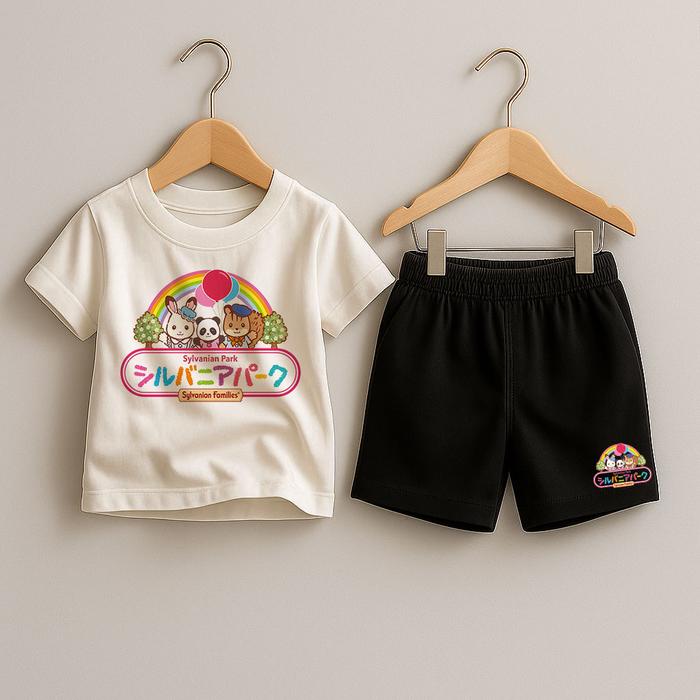 Setelan Baju dan Celana Pendek Anak Sylvanian Family Unisex 1-10 Tahun - Setelan Anak-anak Katun Ade