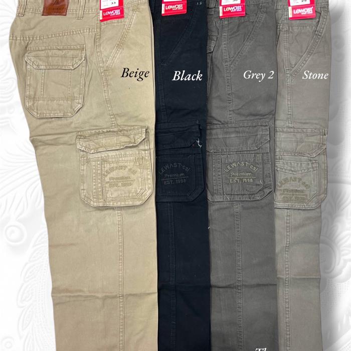 Celana Panjang Cargo Katun Canvas Lewast Premium Dewasa Pria Santai