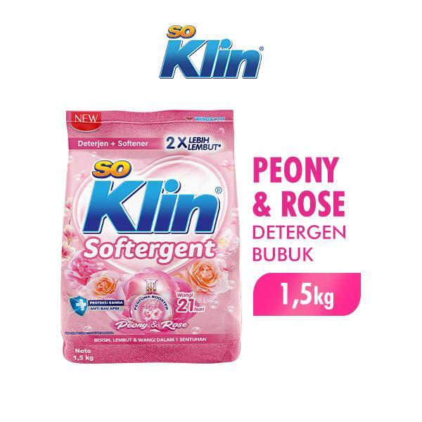 DISKON Soklin Deterjen Bubuk Softergent Peony & Rose 1.5 kg READY STOCK